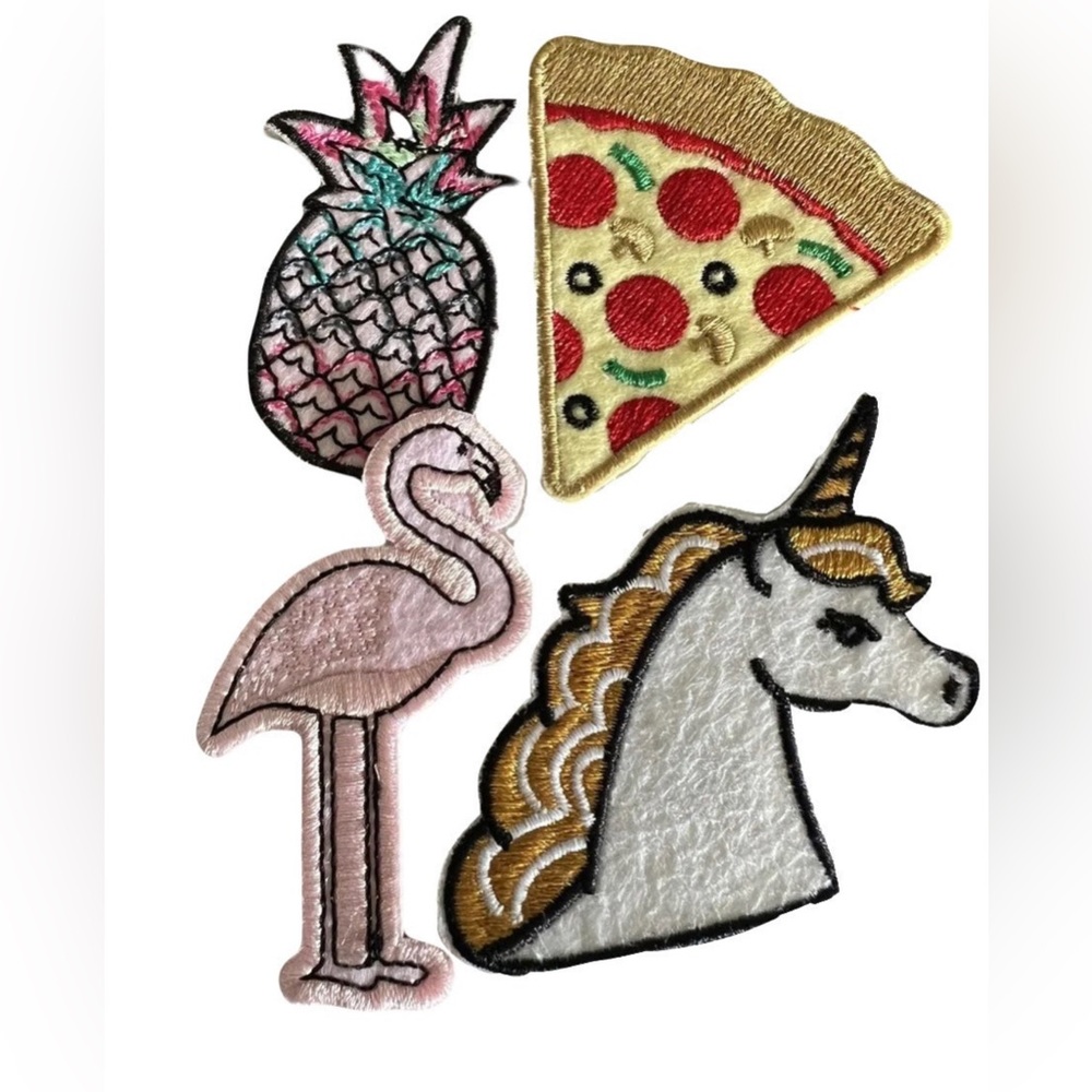 Patches Set of 4 Pizza Unicorn Flamingo & Pineapple